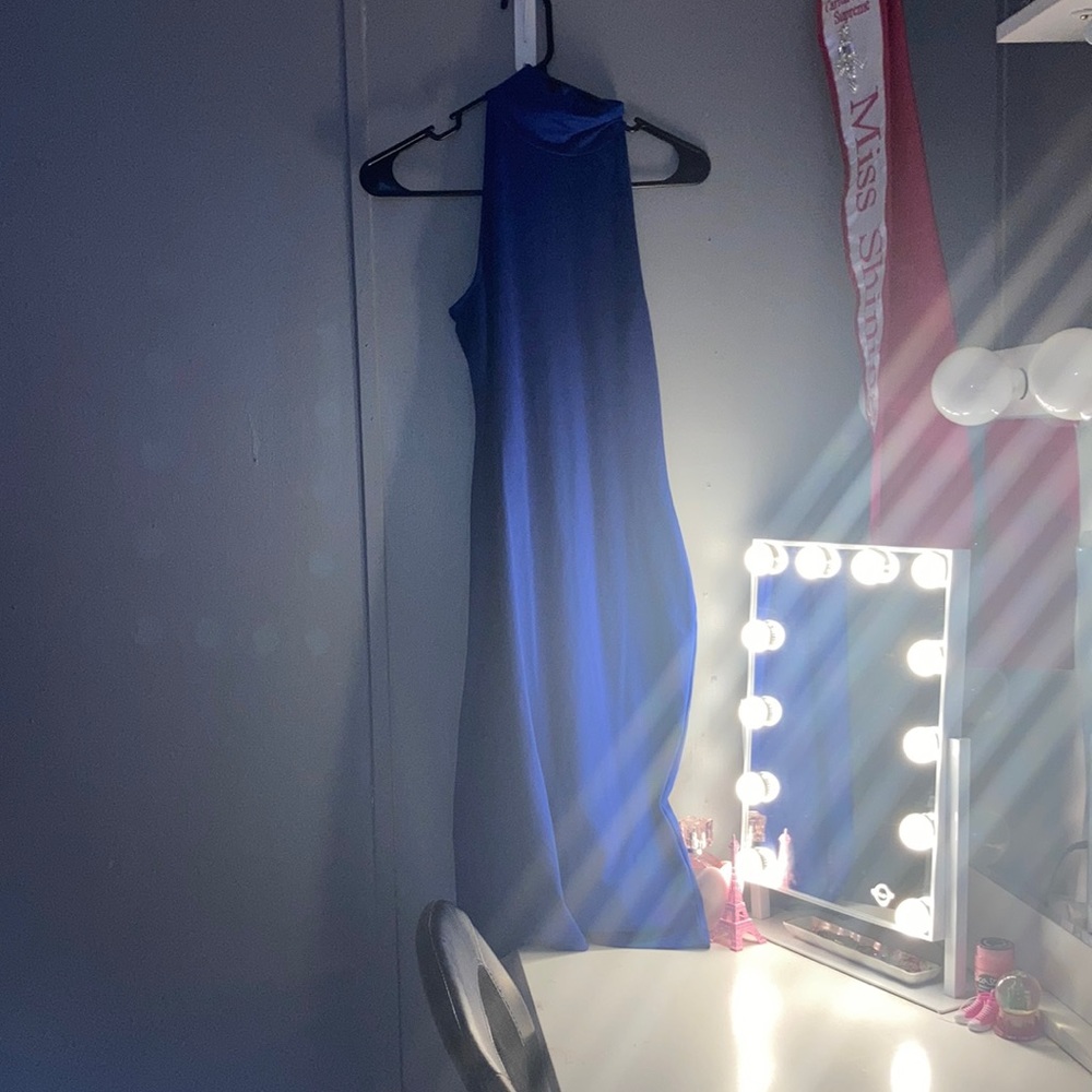 Navy Blue Neck Lined Dress